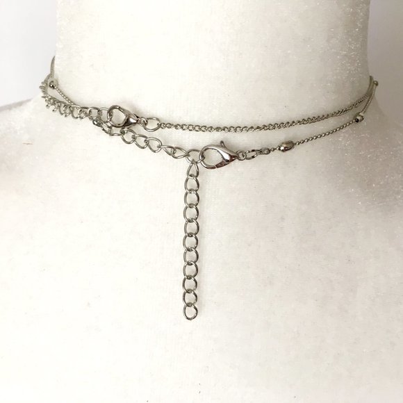 Silver Layered Chain Heart Beaded Necklaces - Picture 3 of 3